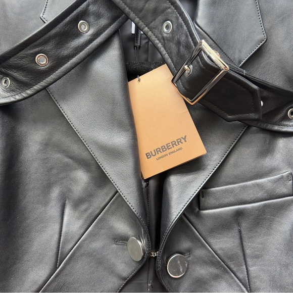 Burberry Black Leather Tuxedo Jacket - Picture 2 of 12